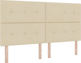 vidaXL LED Κρεβάτι με βάθρο με στρώμα Κρεμ 180 x 200 cm ύφασμα