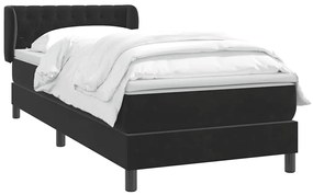 vidaXL Κρεβάτι Boxspring με Στρώμα Μαύρο 80x220 εκ. Βελούδινο