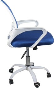 BF2101-SW Πολυθρόνα Γραφείου με Ανάκλιση Άσπρο - Mesh Μπλε   1τμχ