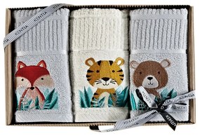 Πετσέτες Βρεφικές 232 (Σετ 3τμχ) Grey-Ecru Kentia Towels Set 40x70cm 100% Βαμβάκι