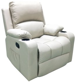Πολυθρόνα Relax BELLADONA Κρεμ PU 91x102x112cm - Ξύλο - 14340024