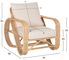 ΠΟΛΥΘΡΟΝΑ BARONESS HM9813 ΦΥΣΙΚΟ RATTAN ΚΑΙ ΛΕΥΚΑ ΜΑΞΙΛΑΡΙΑ 81x90x92Yεκ. - Πολυπροπυλένιο - HM9813