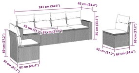 vidaXL Καναπές Κήπου 6 Τεμαχίων Μαύρο από Συνθετικό Ρατάν με Μαξιλάρια