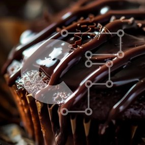 Intra Συλλεκτικό Ξύλινο Παζλ Plywood  4mm - Cupcake σοκολάτας βουτηγμένο σε σάλτσα σοκολάτας Σε Ξύλινο Κουτί - Διαστάσεις: 10x10 cm – 25 κομμάτια