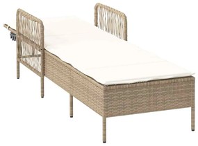 vidaXL Ξαπλώστρα με μαξιλάρι Μπεζ 157 x 55 x 92 εκ. συνθετικό ρατάν
