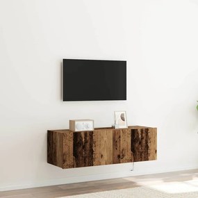 vidaXL Ντουλάπι Τηλεόρασης Τοίχου 2 pcs Παλιό ξύλο Επεξεργασμένο Ξύλο