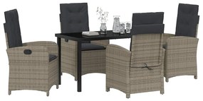 vidaXL Σέτ φαγητού για κήπο με μαξιλάρι 5 pcs Γκρι συνθετικό ρατάν