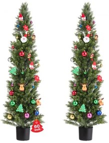 VEVOR Artificial Topiary Cedar Trees, 2 Set 1524mm Faux Pine Shrubs Plants, Fake Silk Tree Look Real, Easy Assembly for Decor Front Porch Outdoor Patio Garden Balcony Backyard Indoor Office