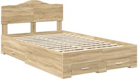 vidaXL Σκελετός Κρεβατιού Δρύς Sonoma 135 x 190 cm Επεξεργασμένο Ξύλο