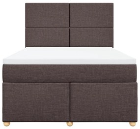 vidaXL Κρεβάτι Boxspring με Στρώμα Σκούρο Καφέ 160x200 εκ Υφασμάτινο