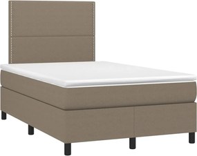 vidaXL Κρεβάτι Boxspring με Στρώμα &amp; LED Taupe 120x190 εκ. Υφασμάτινο