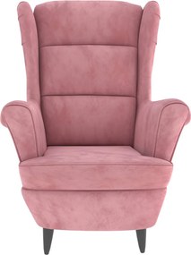 vidaXL Πολυθρόνα Ροζ Βελούδινη με Σκαμπό
