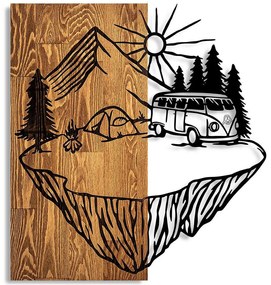 Διακοσμητικό Τοίχου Camp Life 899SKL2618 54x57cm Walnut-Black Wallity Μέταλλο,Ξύλο