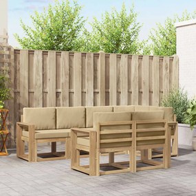 vidaXL Σειρά Καναπέ Εξωτερικού 7 pcs Λευκό και Μπεζ Πολυεστέρας
