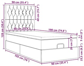 Οθωμανικό κρεβάτι με στρώμα Μαύρο 90x190cm Ύφασμα - Μαύρο