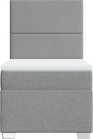vidaXL Κρεβάτι Boxspring με Στρώμα Ανοιχτό Γκρι 90x190 εκ. Υφασμάτινο