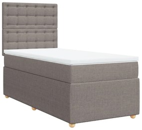 Κρεβάτι Boxspring με Στρώμα Taupe 90x190 εκ.Υφασμάτινο - Μπεζ-Γκρι