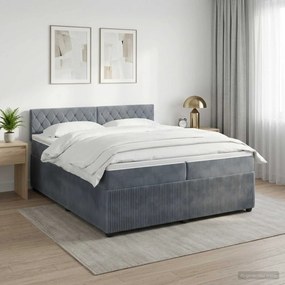 vidaXL Κρεβάτι box spring με στρώμα Σκούρο Γκρι 200 x 200 cm Βελούδο