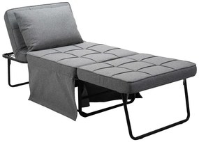 Πολυθρόνα - κρεβάτι Grejio ύφασμα σε γκρι απόχρωση κα πόδι μαύρο μέταλλο 70x70x45εκ 95x98x70 εκ.