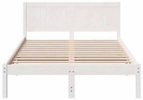 vidaXL Σκελετός Κρεβατιού Λευκό 135 x 190 cm Μασίφ ξύλο πεύκου
