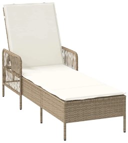 vidaXL Ξαπλώστρα με μαξιλάρι Μπεζ 157 x 55 x 92 εκ. συνθετικό ρατάν