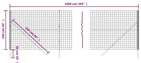 vidaXL Συρματόπλεγμα Περίφραξης Ανθρακί 1,6x10 μ. Γαλβανισμένο Ατσάλι