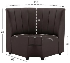 Γωνιακός καναπές LANDON με Τεχνόδερμα PU Καφέ 118x66x93Υ εκ. 118x66x93 εκ.