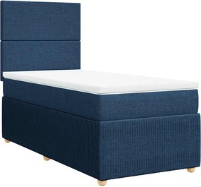 vidaXL Κρεβάτι Boxspring με Στρώμα Μπλε 80x200 εκ. Υφασμάτινο
