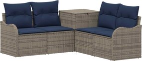 vidaXL Σετ Καναπέ 5 τμχ. Γκρι και Navy Blue Πολυ-ρακί και Χάλυβας