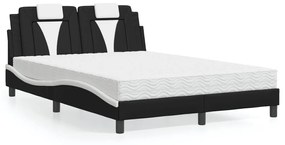 Κρεβάτι με Στρώμα Μαύρο/Λευκό 140x190 εκ. από Συνθετικό Δέρμα