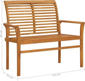 vidaXL Παγκάκι Κήπου 112 εκ. από Μασίφ Ξύλο Teak