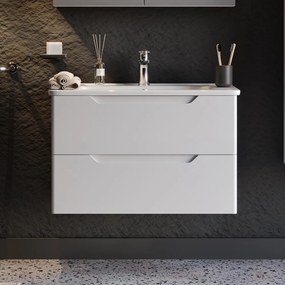 Bathroom bench with washbasin PERLA 80 White 80x46x53 cm 80x46x53 εκ.