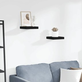 vidaXL Ράφια Τοίχου 2 τεμ. Μαύρα 23x23,5x3,8 εκ. MDF