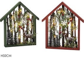 Χριστουγεννιάτικη Διακόσμηση Με Φως, Κλαδιά Και Κώνους 32cm Σε 2 Σχέδια