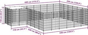 vidaXL Σπιτάκι Σκύλου Μαύρο 12,1 μ² Ατσάλινο