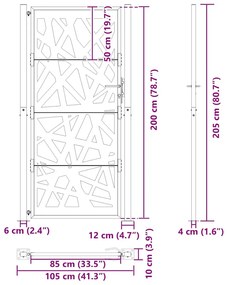 Πύλη κήπου Μαύρη 105x205 cm Ατσάλινη ελαφριά σχεδίαση - Μαύρο