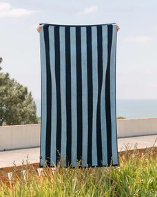 Βαμβακερή Ριγέ Πετσέτα Μπάνιου Akro 90x170cm Θαλάσσης | 90x170cm Σιέλ