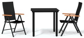 vidaXL Σετ Τραπεζαρίας Κήπου 3 Τεμαχίων Μαύρο