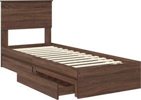 vidaXL Κρεβάτι Αποθήκης Καφέ δρυς 75 x 190 cm Επεξεργασμένο Ξύλο