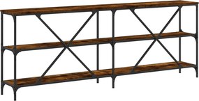 vidaXL Τραπέζι Κονσόλα Καπνιστή Δρυς 200x30x75 εκ. Επεξ. Ξύλο/Σίδηρος