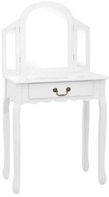 vidaXL Μπουντουάρ με Σκαμπό Λευκό 65x36x128 εκ. Ξύλο Παυλώνιας / MDF