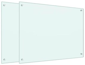 vidaXL Πλάτες Κουζίνας 2 τεμ. Λευκές 80x60 εκ. από Ψημένο Γυαλί