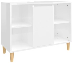vidaXL Ντουλάπι Νιπτήρα Γυαλ. Λευκό 80x33x60 εκ. Επεξεργασμένο Ξύλο