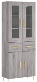 vidaXL Ντουλάπι Γκρι Sonoma 69,5 x 34 x 180 εκ. Επεξεργασμένο Ξύλο
