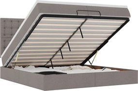 vidaXL Οθωμανικό κρεβάτι με στρώματα Taupe 200x200cm ύφασμα