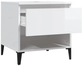 vidaXL Βοηθητικό Τραπέζι Γυαλιστ. Λευκό 50x46x50εκ. Επεξεργασμένο Ξύλο