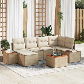 vidaXL Σετ Καναπέ Κήπου 7 pcs μπεζ και κρεμ 264 x 154 x 85 εκ.