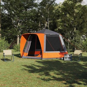 vidaXL Σκηνή Camping 8 ατόμων Γκρι και πορτοκαλί Πολυεστέρας Αδιάβροχο