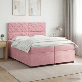vidaXL Κρεβάτι box spring με στρώμα Ροζ 200 x 200 cm Βελούδο