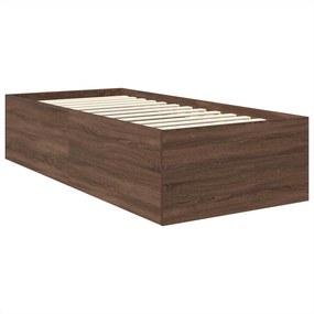 VidaXL Σκελετός Κρεβατιού Καφέ δρυς 75 x 190 cm Επεξεργασμένο Ξύλο